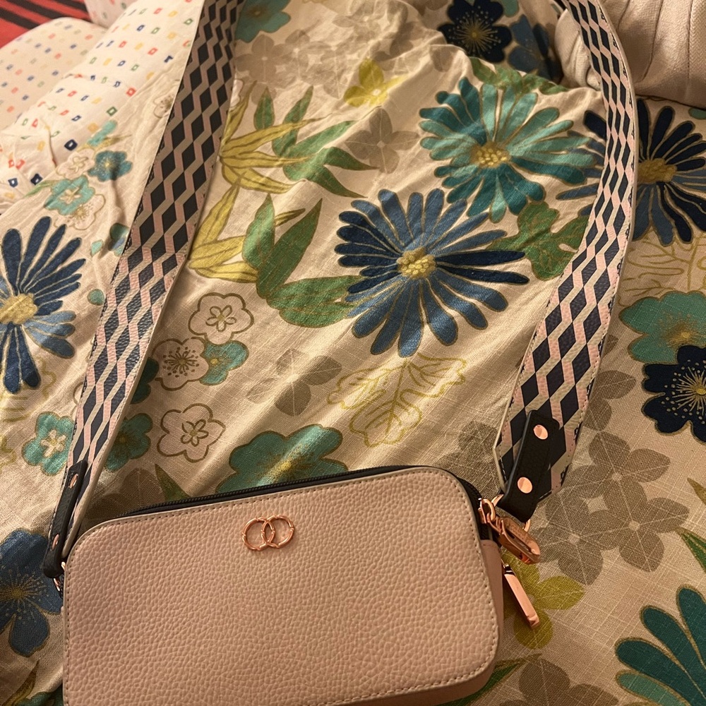 Caboodles Cream Crossbody Bag with Gold Accents